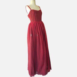 Red Sparkle Starry Handmade Evening Gown with Spaghetti Strap